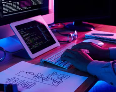 programmer working his desk